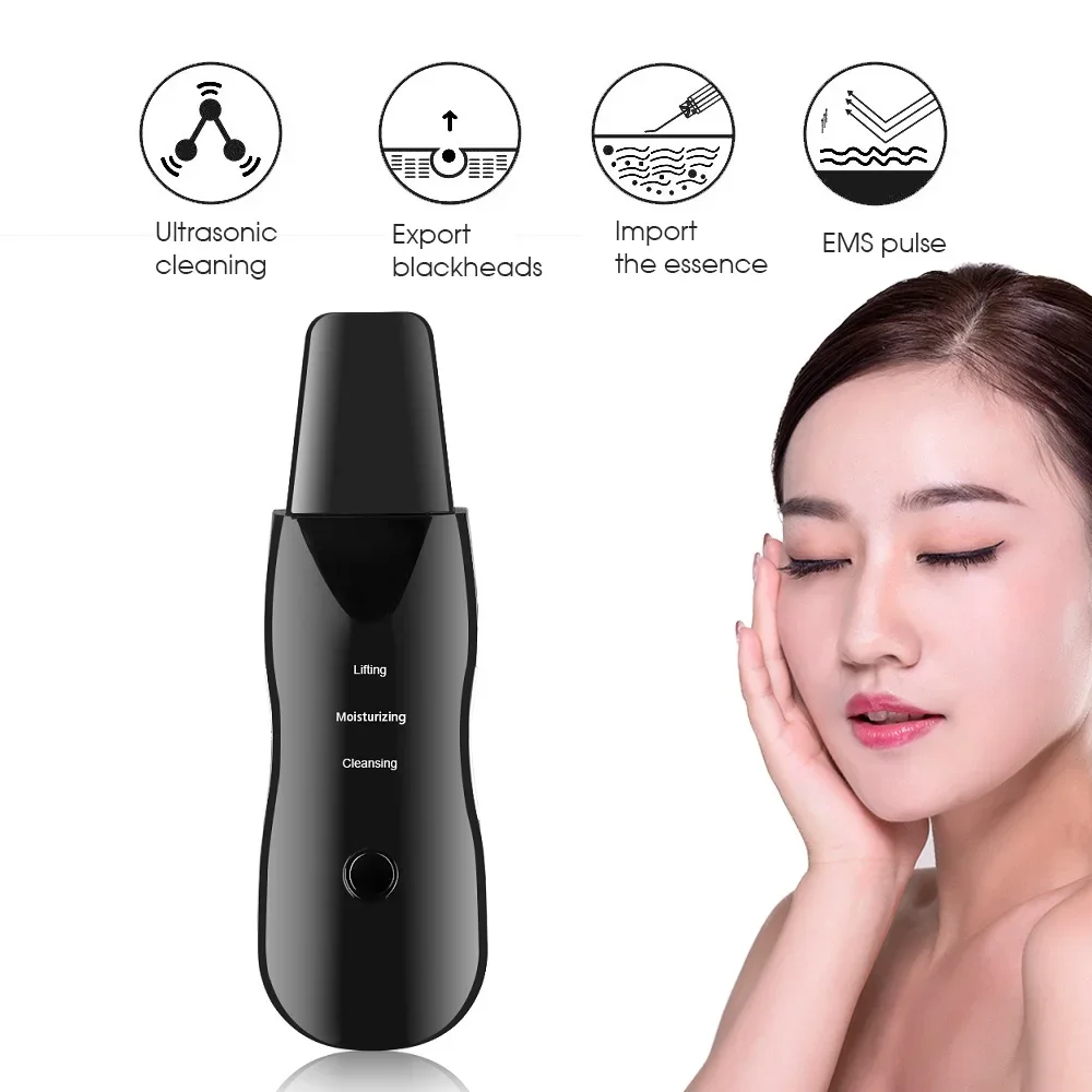 Ultrasonic Skin Scrubber Vibration Face Spatula Blackhead Remover Shovel Clean Cavitation Peeling Facial Lifting skin care