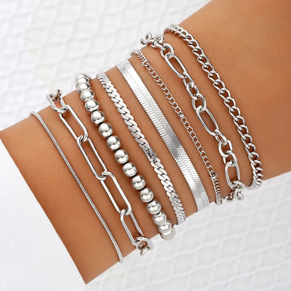 GIGB PBDK Bracciali Oro Grosso Donna – Set Impilabile Con Perle E Monete – Boho Chic Regolabile