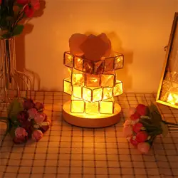 Lampe de sel en cristal de l'himalaya, décoration de la maison, lampe Portable en fer, éclairage créatif, cadeau de fête 