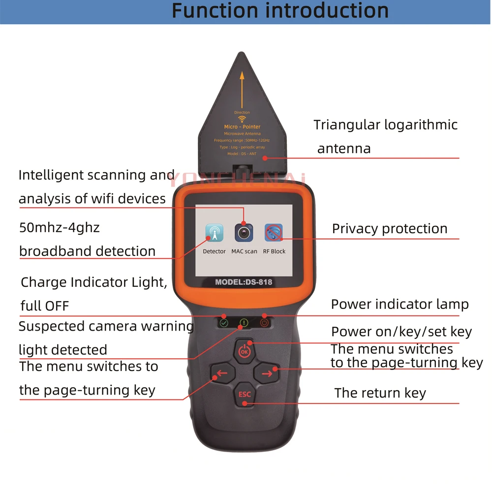 Ds818 Profesional Anti-Spy Gps Draadloze Rf-Signaal Automatische Wifi Detector Finder Tracker Frequentie Scan Sweeper Bescherming Beveiliging