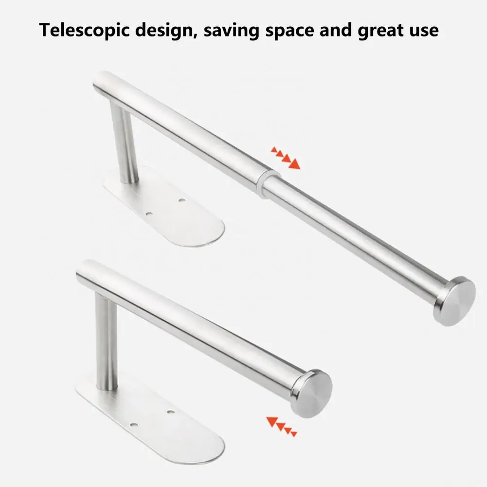 Self-Adhesive Toilet Paper Holder 304 Stainless Steel Brushed Paper Towel Roll Rack Black Bathroom Kitchen Long Tissue Hanger