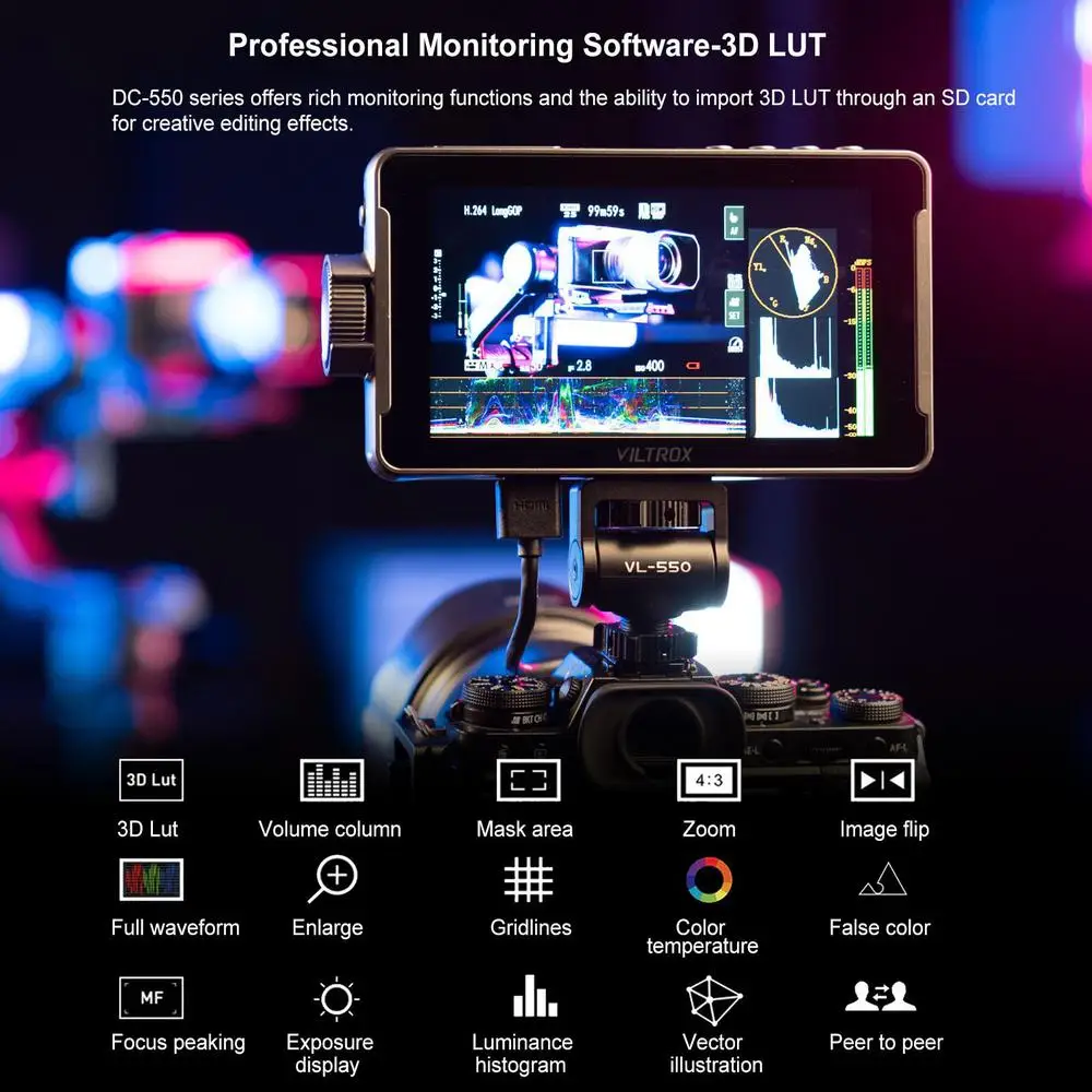VILTROX DC-550 Pro DC-550 ポータブルモニター 5.5インチ 1920x1080