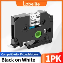 Versatile 12mm Label Maker Tape for Efficient Organization (Black on White)