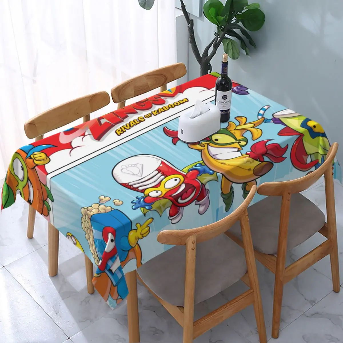 

Rectangular Tablecloth Tablecloth Fit 40"-44" Elastic Edge Table Cloth Anime Cartoon Spuer Zings Table Cover