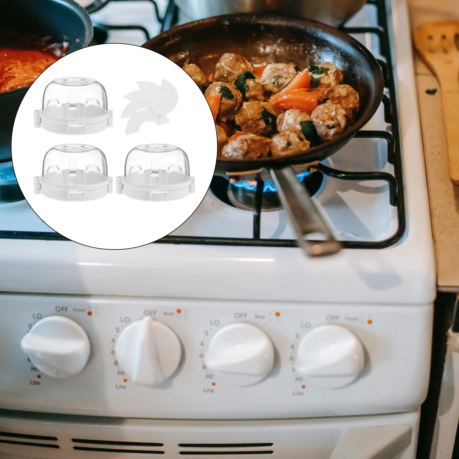 3Pcs Gas Stove Cover Knob Protectors Child Safety Baby Proof Locks Nonslip High Temp Stove Safety Covers Kitchen Guard Gas Knob