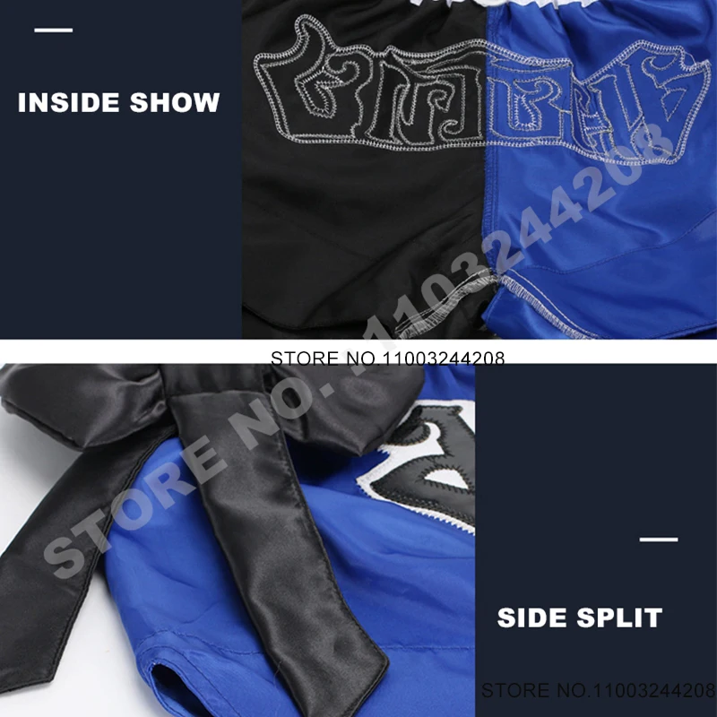 Muay Thai Shorts Bow Tie Silk Satin Boxing Shorts Men Women Child Martial Arts Kickboxing Training Cage Fighting Grappling Pants
