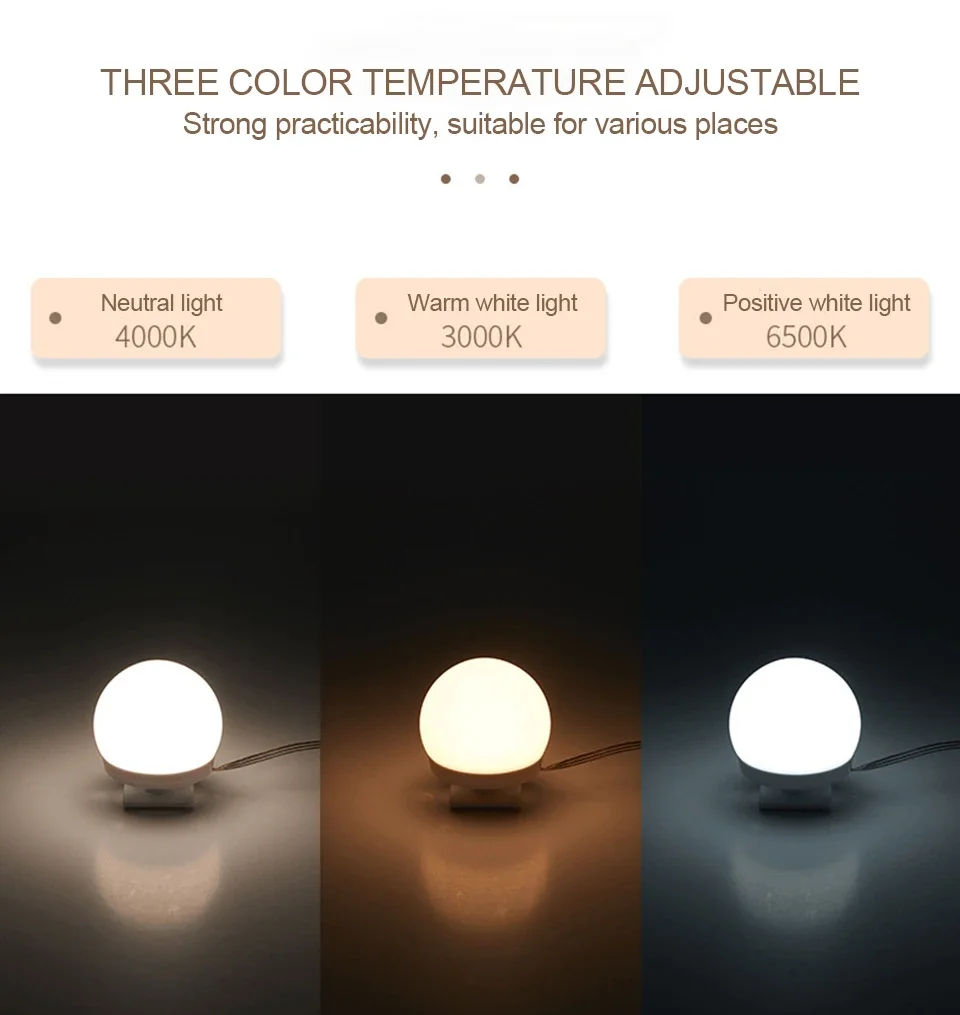 Description Picture 6 of item6/8/10 Bulbs Makeup Mirror Light Led Touch Dimming Vanity Dressing Table Lamp Bulb USB Make Up Mirror Wall Lamp