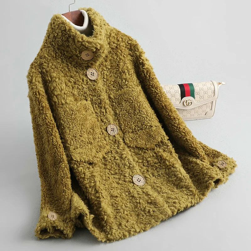 

Меховое пальто, женская зимняя одежда, Женское пальто из 100% шерсти, корейские теплые пальто и куртки, женские пальто Mujer -1