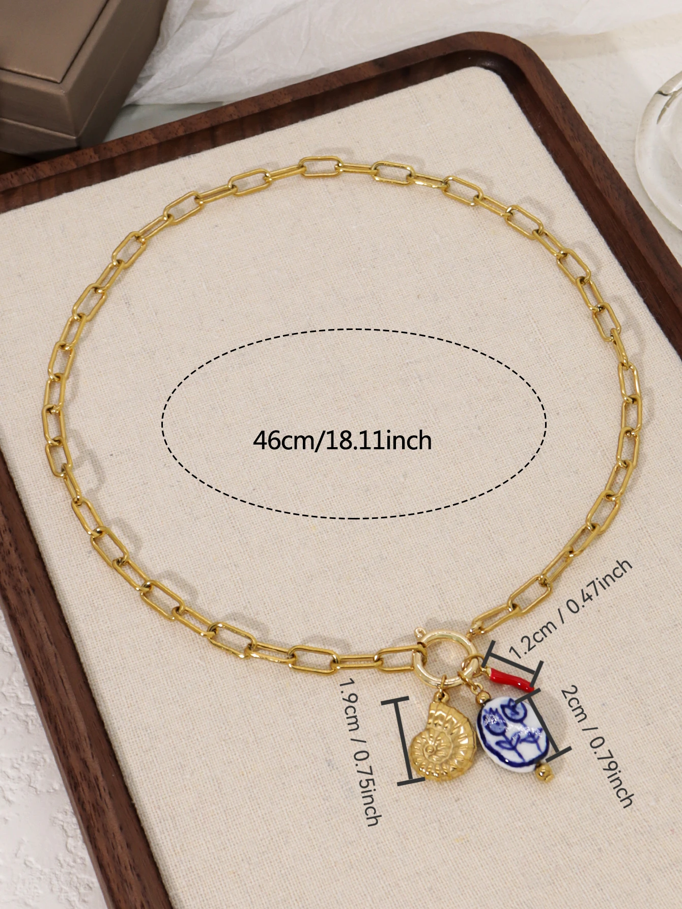 Charm Stainless Steel Conch Ceramic Tulip Pendant Womens Necklace