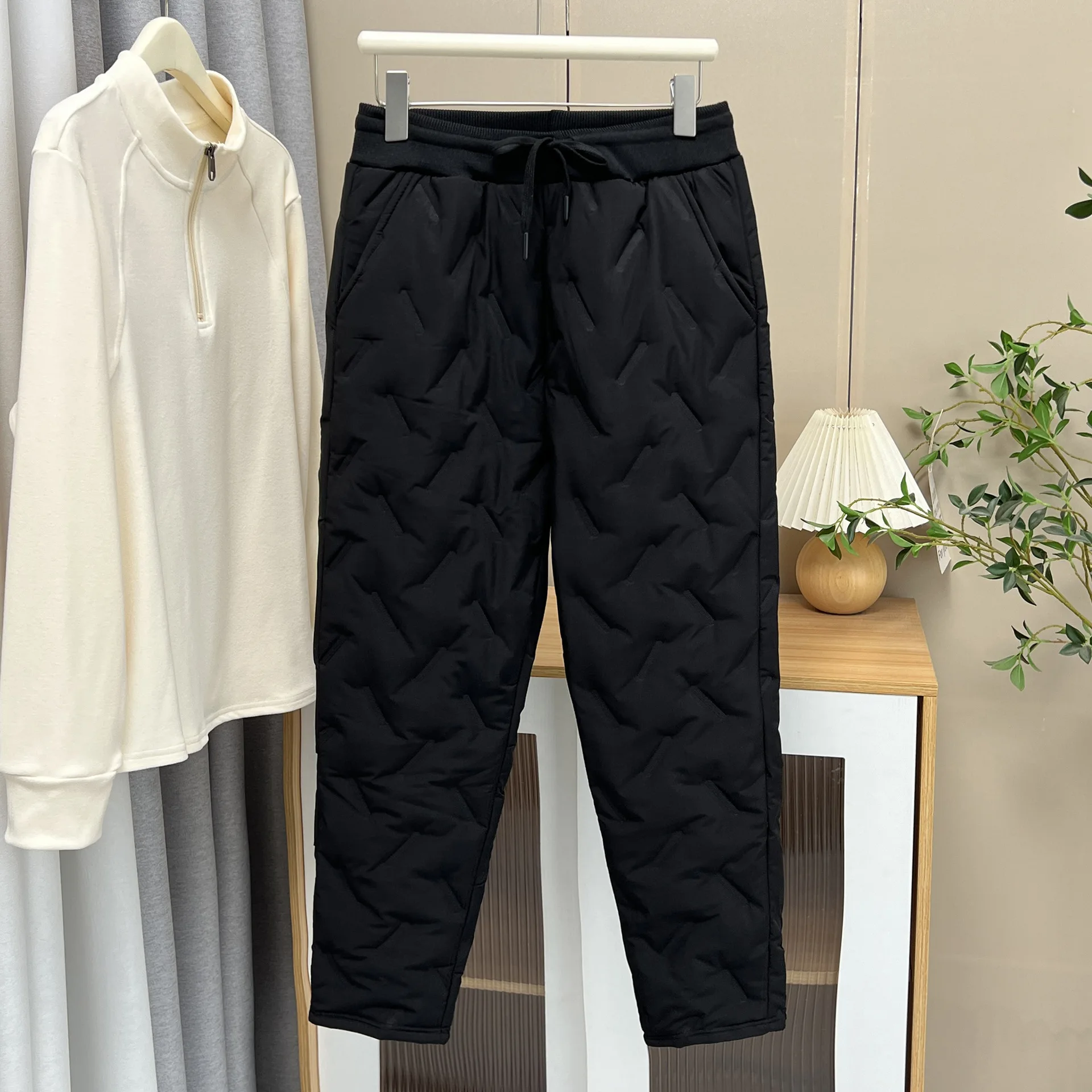 XXXXL Fashion Plus Size Women's Harem Pants Winter New Simple And Warm Down Cotton Padded Casual Quilted Trousers 369