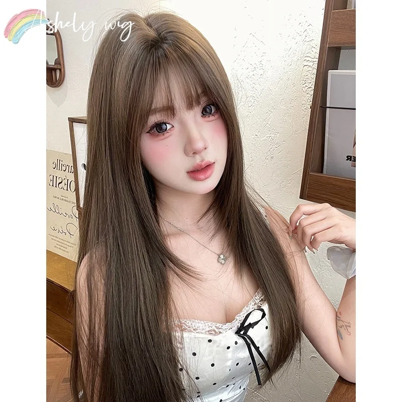 Cold Brown Wig for Women 24inch Long Straight Layer Hair Wigs High Temperature Fibers Synthetic Wigs Cosplay Natural Looking