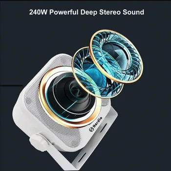 Herdio 4PCS 4'' Bluetooth Marine Speakers 240W Waterproof Outdoor Speakers For Golf Cart Boat ATV UTV RZR Camper 2 Pairs White 2