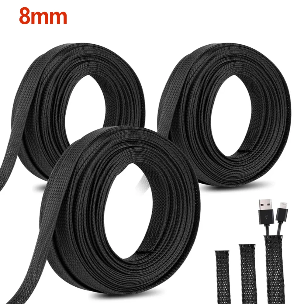 8mm Expandable Woven Mesh Casing Black Flexible Wire Mesh Sleeve Tv ...