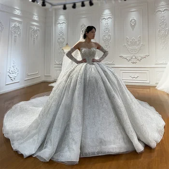 Nuovo Design Abito da Sposa Stile Ball Gown Amanda Novias, Abito Nuziale Ufficiale con Scollo a Cuore e Allacciatura Posteriore, Vestido De Noiva Personalizzato
