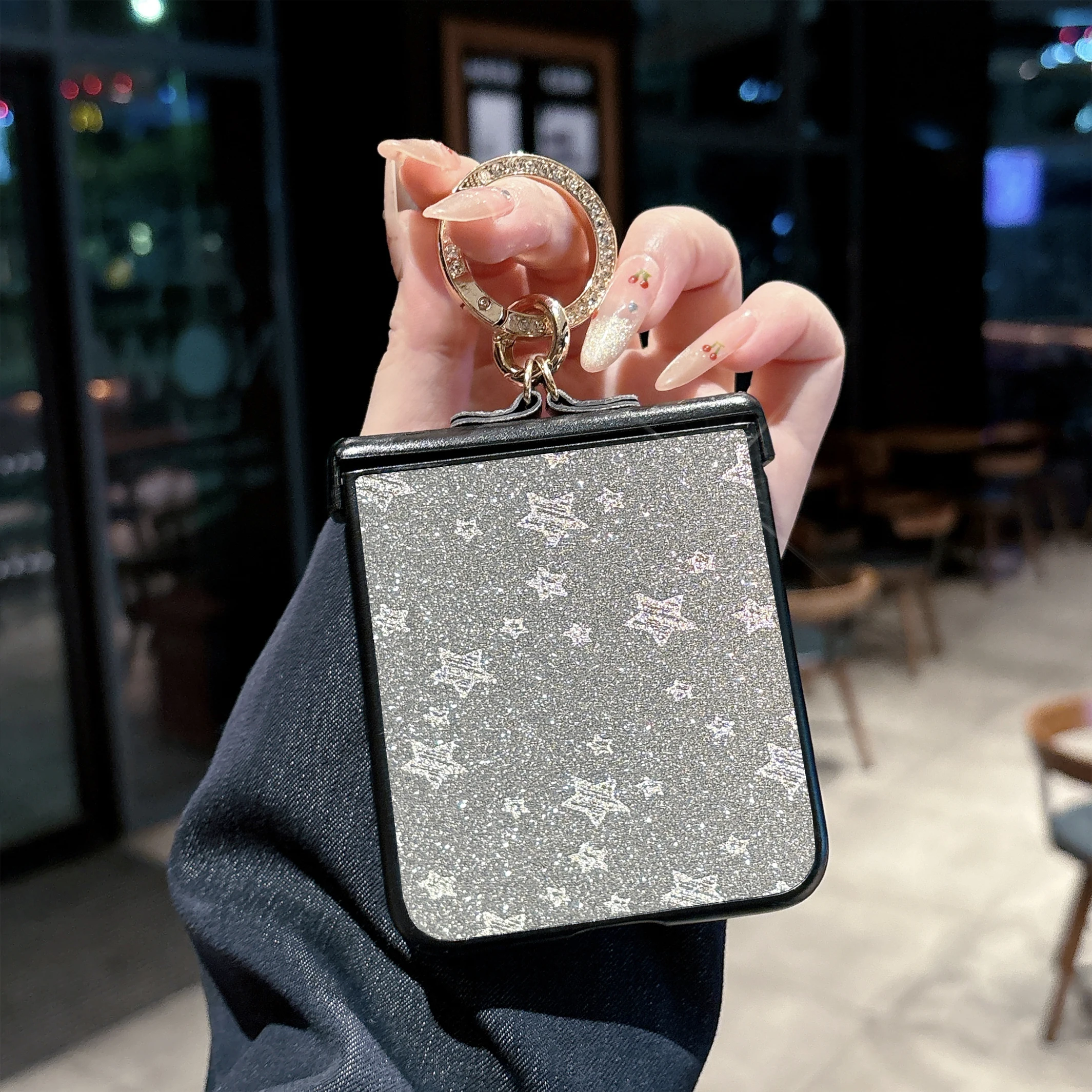 Luxury Twinkle Stars Phone Case with Diamond-Plated Ring Buckle
