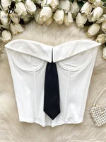 SINGREINY American Style Strapless Sexy Tank Tops Female Tie Bodycon Tank Tops Women Short Sleeveless Streetwear Tank Tops - Image 2