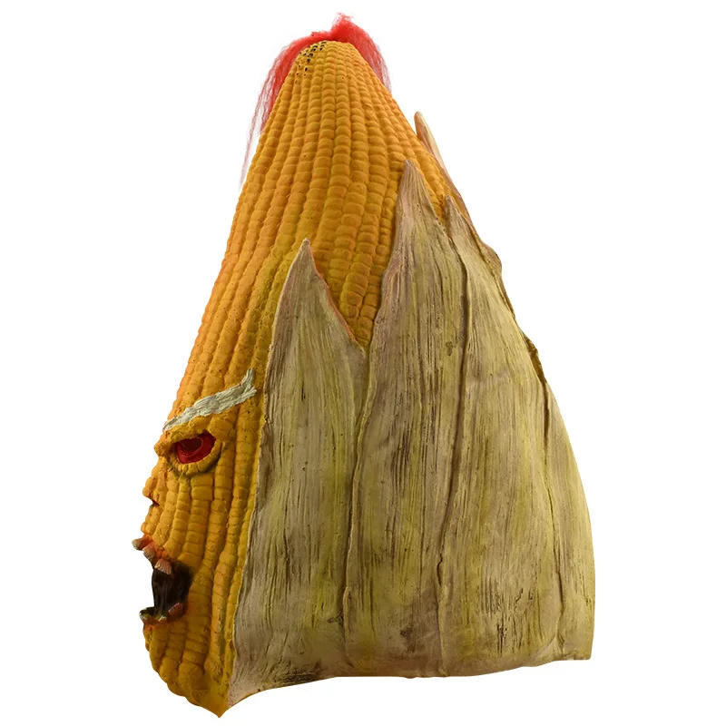 Evil Corn Mask Cosplay Horror Maize Latex Helmet Full Face Novely Headwear Halloween Masquerade Party Costume Prop