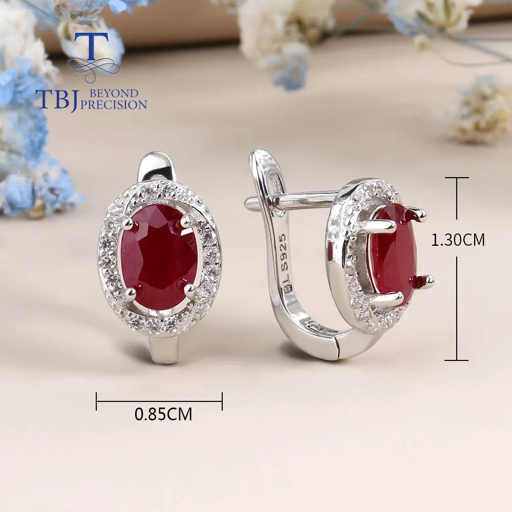 Natural dark ruby clasp earring oval 5*7mm natural precious gemstone 925 sterling silver jewelry for women lady nice gift 2