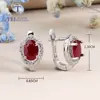 Natural dark ruby clasp earring oval 5*7mm natural precious gemstone 925 sterling silver jewelry for women lady nice gift 2