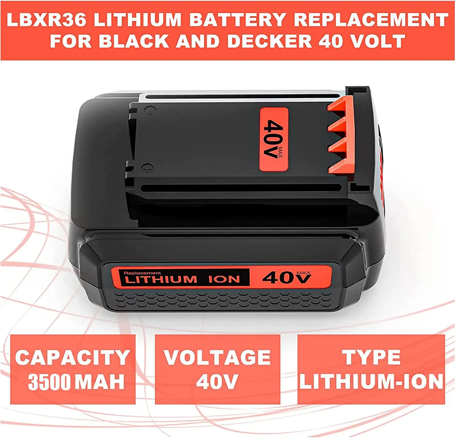 3.0ah 40v Max Replacement Battery Compatible With Black & Decker Lithium  Batteries Lbxr36 Lbx2040 Lbxr2036 Lbx1540 Lbx2540 Tools - Rechargeable  Batteries - AliExpress