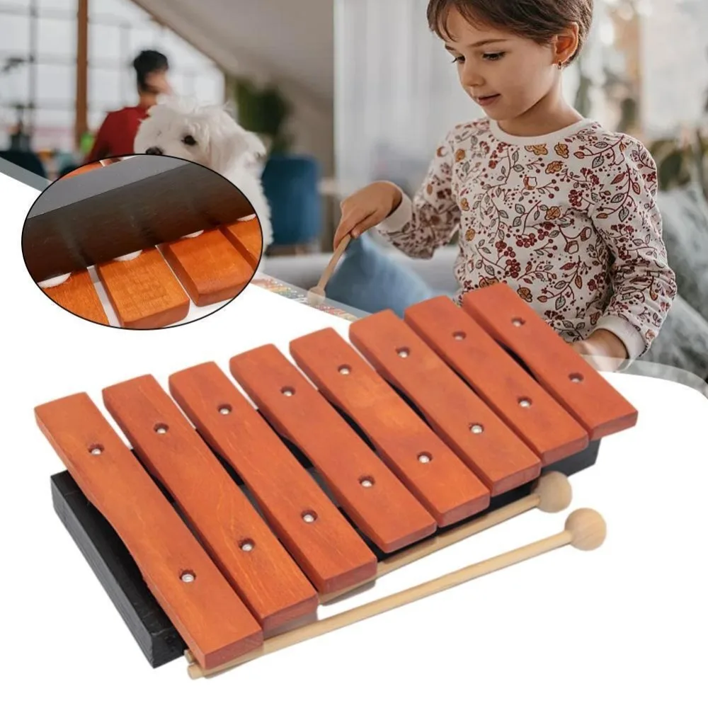 Wooden 8 Note Wooden Xylophone with Handle With Two Beaters Traditional Music Instrument Drumsticks Percussion Parts