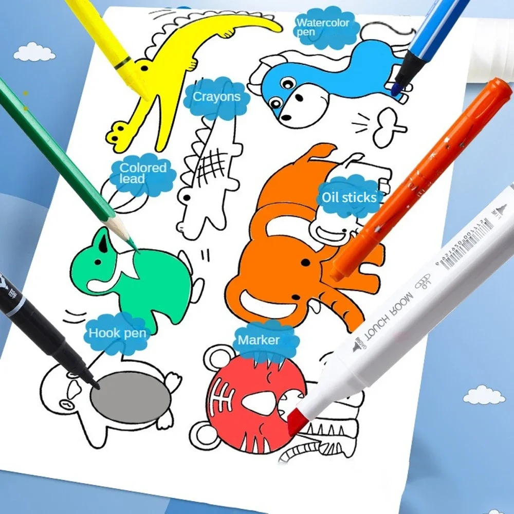 Rotolo di disegno per bambini, rotolo di carta da colorare per bambini,  adesivi da colorare in carta di riempimento di colore appiccicoso