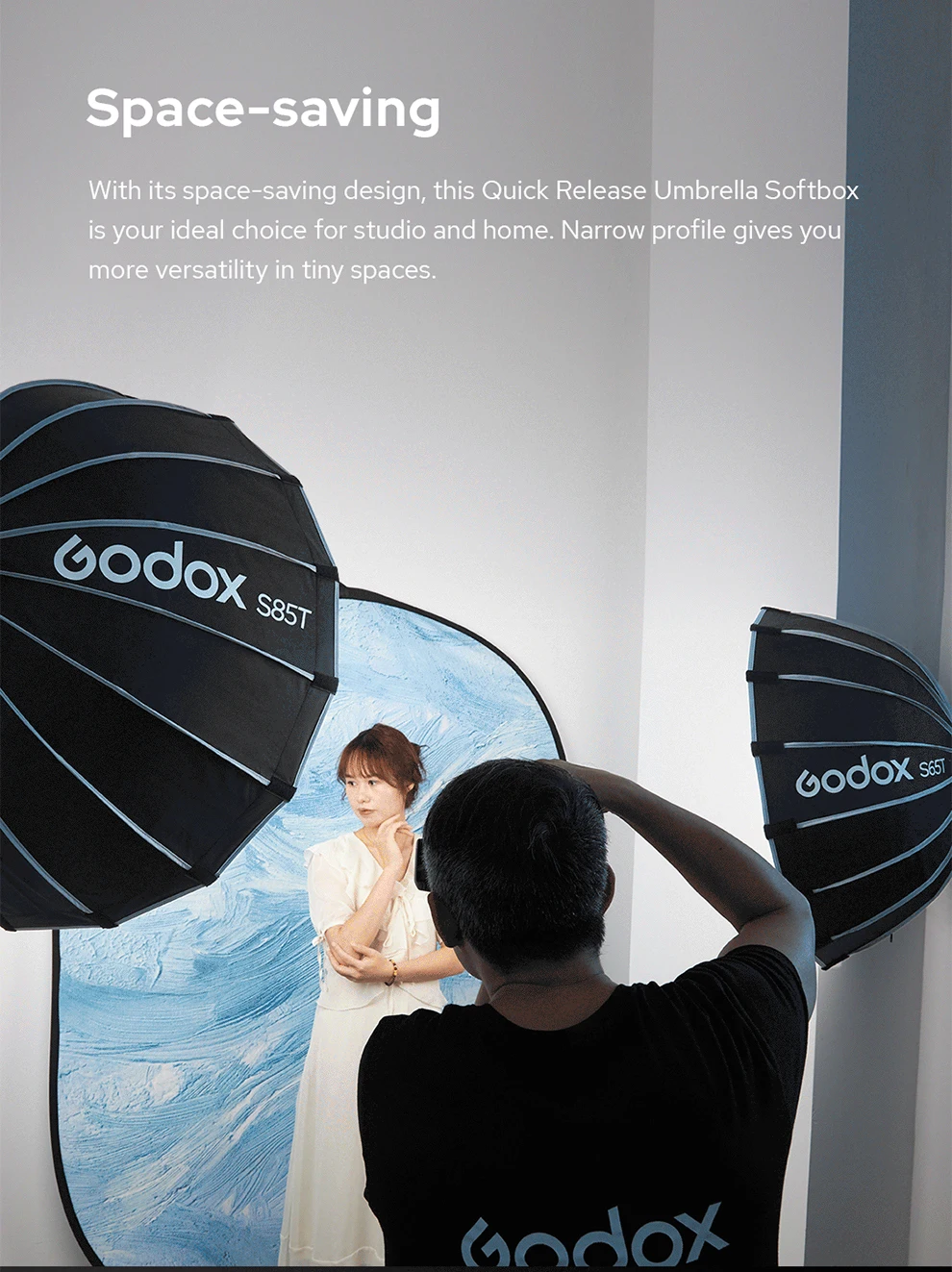 65CM/85CM/120CM Quick installation Umbrella style Silver Wide Angle Beauty Dish