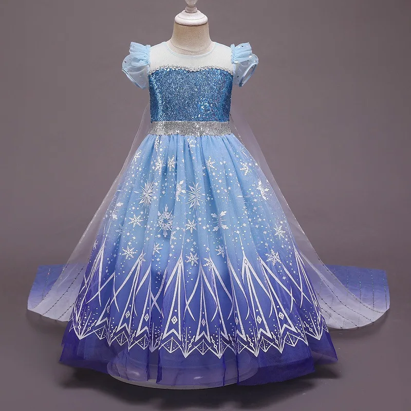 thumbnail image 5 of Vestido de princesa para niña, disfraz de Elsa de Disney, vestidos de baile de lujo, trajes de fiesta de cumpleaños, vestido de Cosplay de Carnaval de Halloween, 2-10 años, 5 of 5