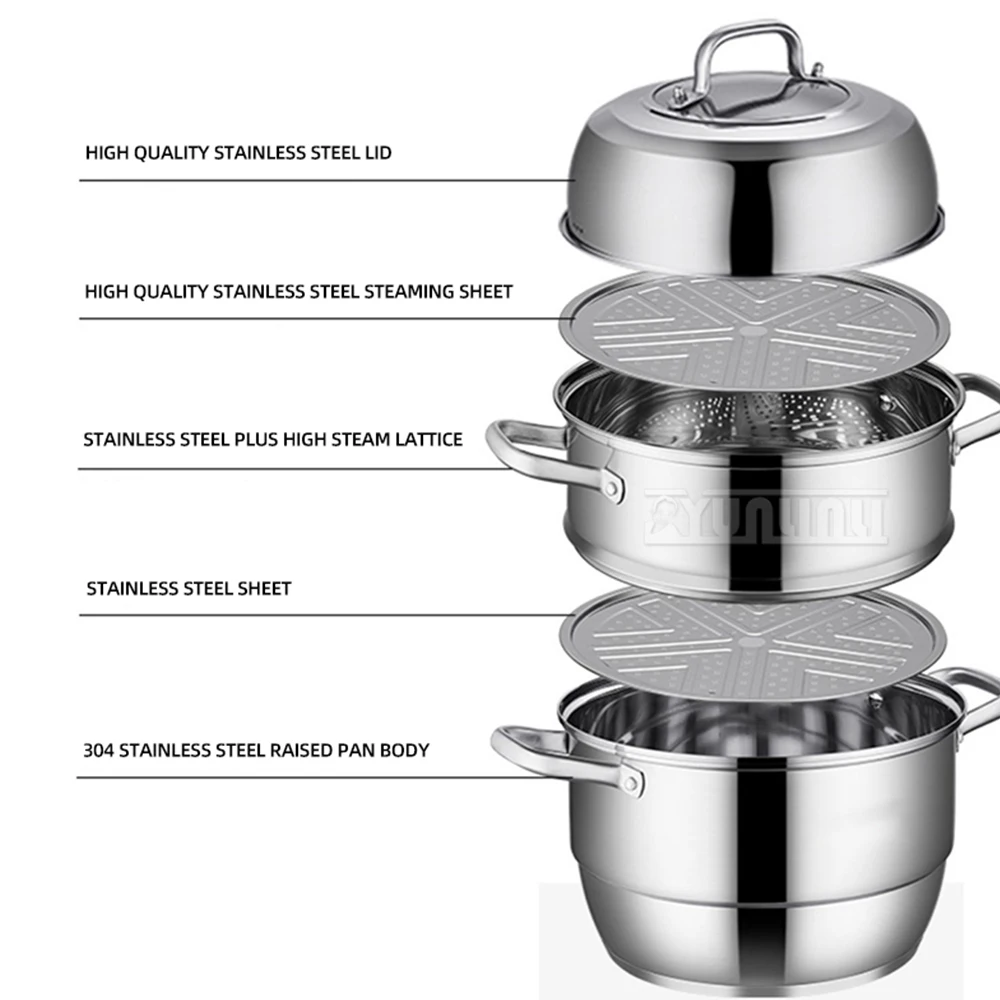 Version Fish Pot Kitchen Stainless Steel Food Steamer Pot Double Layers Boiler Induction Cooker Gas Stove