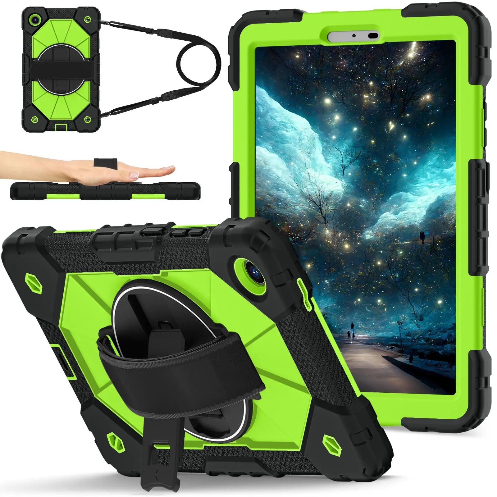 Heavy Duty Rugged Protective Silicone Tablet Case with Strap