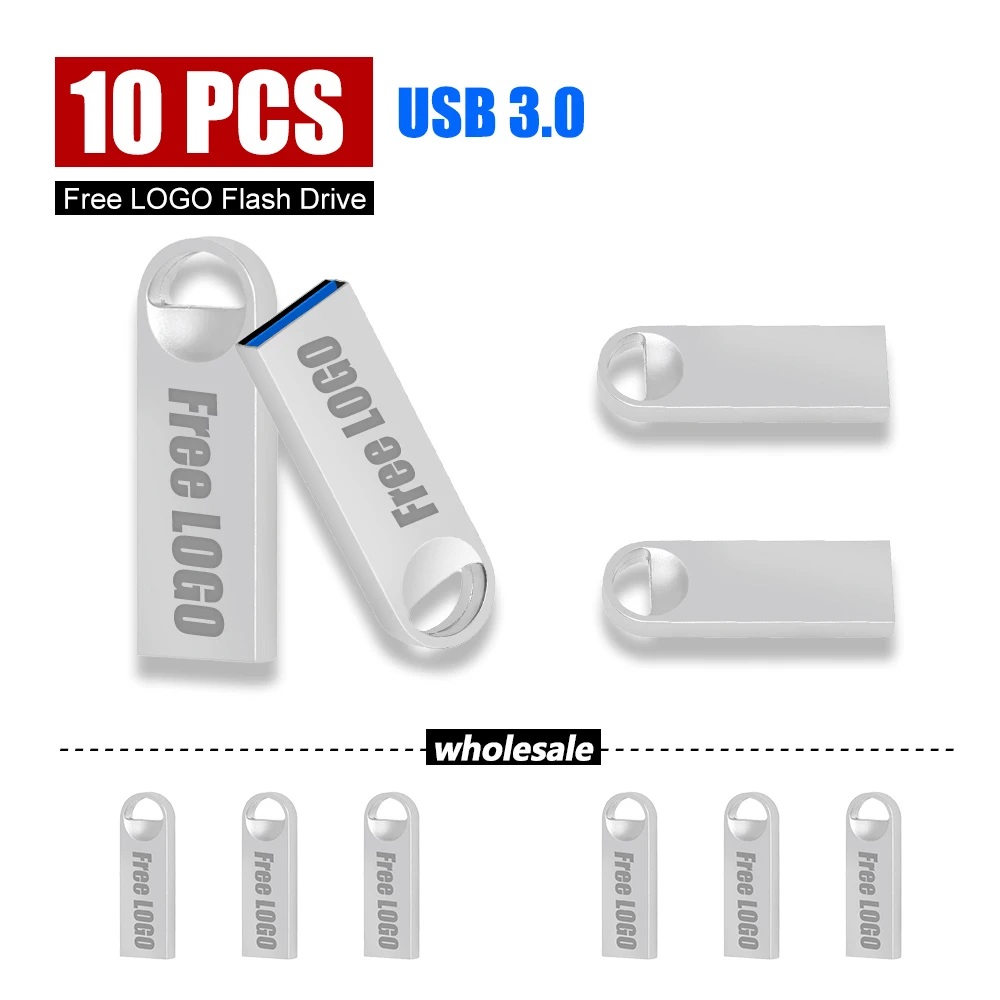 

10pcs/lot USB 3.0 Flash Drive Waterproof Metal Pen Drive 64GB USB Stick 32GB 16GB Memory Stick Pendrive Free Customize Logo