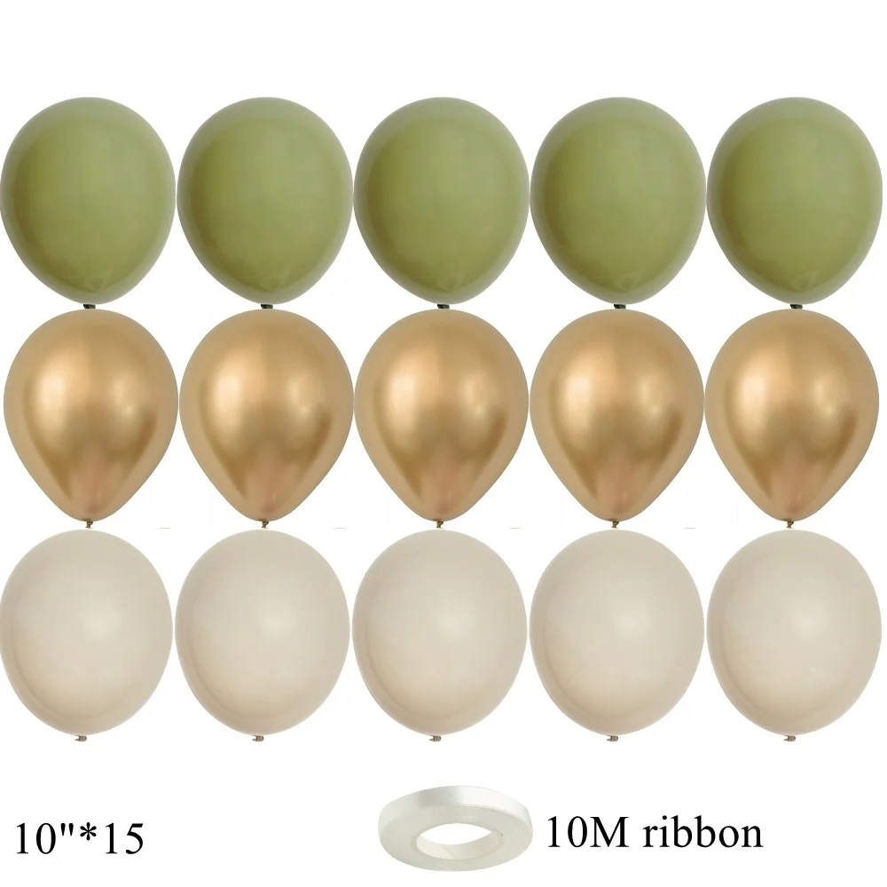 Vintage Balloons 15/20PCS 10inch Retro Khaki Green Set for Wedding Anniversary Happy Birthday Party Decoration Supplies
