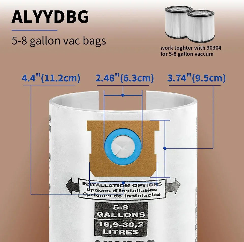 10 PCS Bundle Set 5-8 Gallon Vac Bags, ALYYDBG Type E 90661 9066100 9066133 Type H 90671 9067100 9067133 Dust Bags 67b253d1 B216 4e5e Bfd8 03aa07339501.f271b1e9ec68335c5fe6c7d6ac0fee21 - View #8