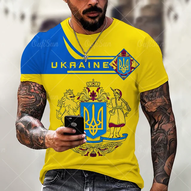 Vintage 3D Printed T-Shirts for Men Ukrainian T Shirt Men Clothing New Flag Short Sleeves Summer Fashion O-Neck Harajuku Top Tee ZL-4205