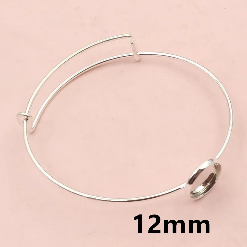 하이 퀄리티 2pcs 12mm 20mm 실버 도금한 12mm 카메오 팔찌 베이스 팔찌 빈 바인딩 설정 카보콘 카메오