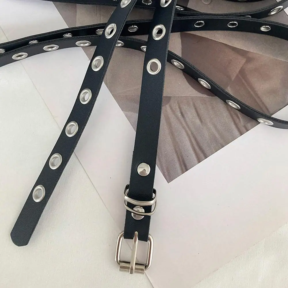Einstellbare Punk Doppel Schleife Dünnen Gürtel Retro Doppel Schicht Taille Kette Niet Öse Schnalle Gürtel Hohe Qualität PU Leder Gürtel – Detail 8