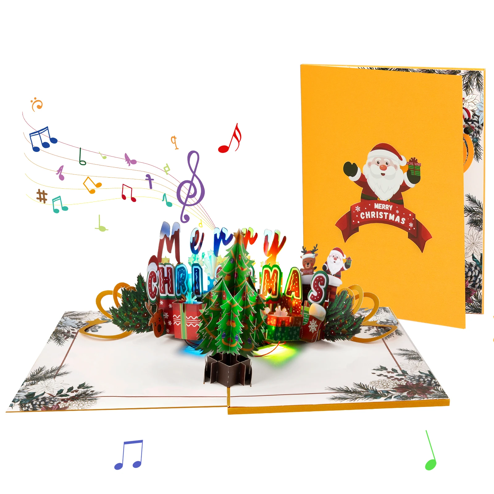 Musical Christmas Card, 3D Pop Up Christmas Card with Music Light