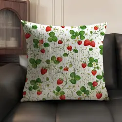 Natural Linen Four - Leaf Clover Cushion Cover - Organic Fabric, Double - Sided Print, Breathable, Ideal Decorative Gift - 60x60cm (White1)