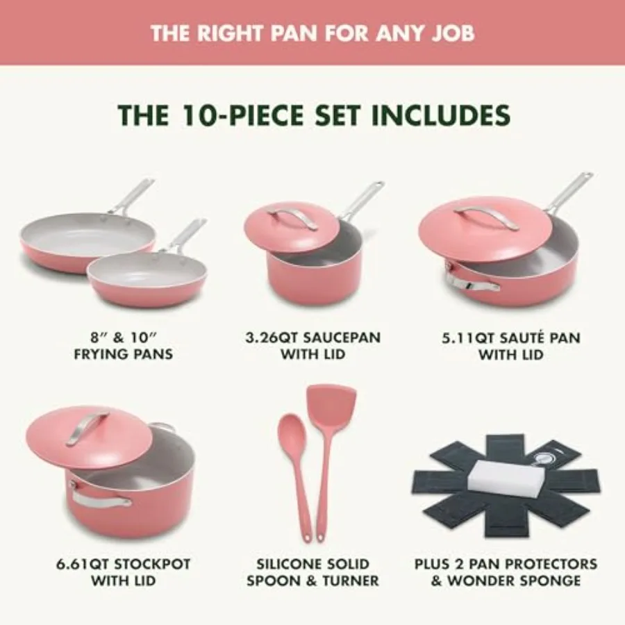 Nova 10‑Piece PFAS‑Free Ceramic Cookware Set – Coral 4
