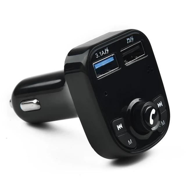 Transmetteur FM Bluetooth, Voiture Bluetooth Lecteur MP3 Adaptateur Allume- cigare Sans Fil Émetteur, Clé USB