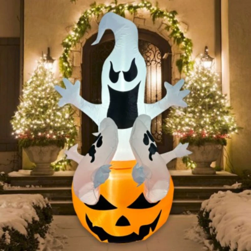 

1pc Halloween Inflatable Scary Ghost LED Color Changing Props Outdoor Party Halloween Courtyard Garden Glowing Ghost Decoration