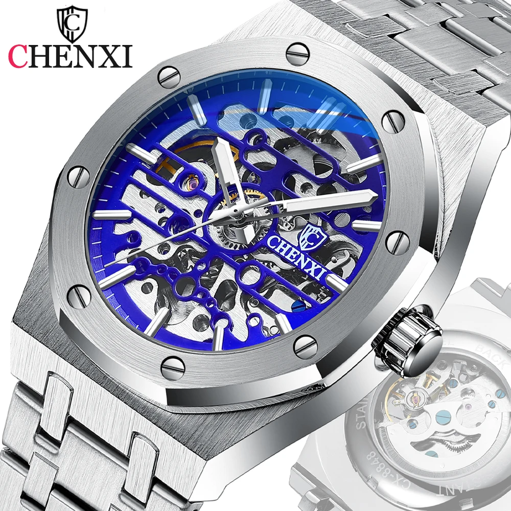 Mechanical Watch CHENXI Mens Automatic Mechanical Tourbillon Sport Wrist Watch Stainless Steel Waterproof Business Mens Watches mechanical watch
