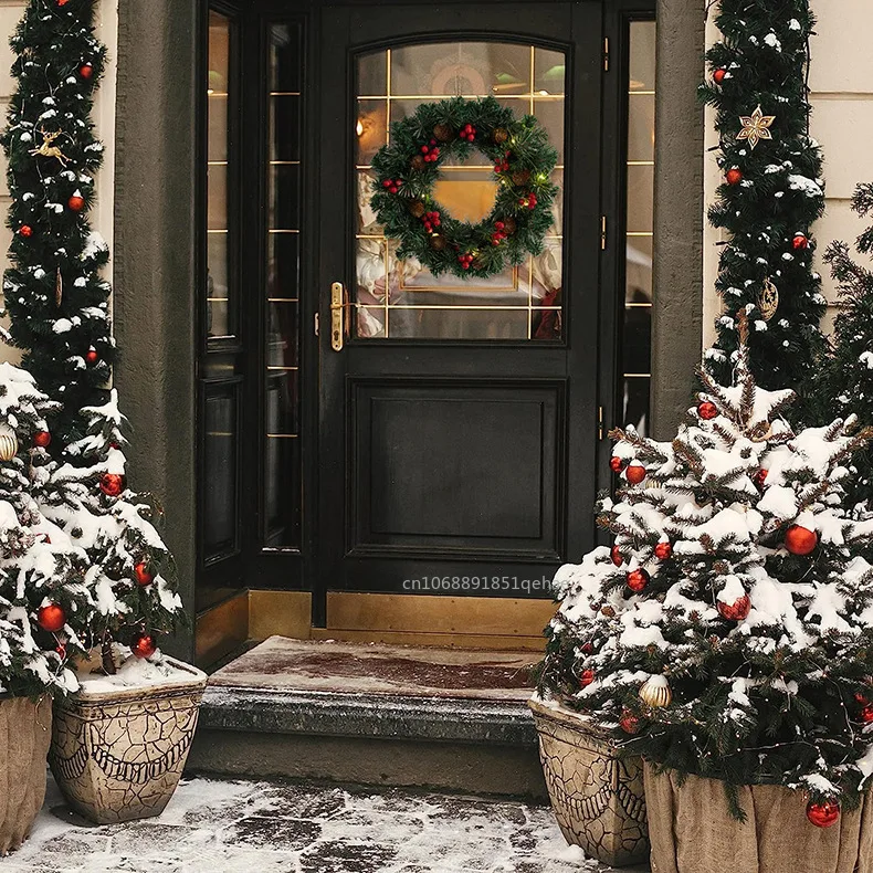 20/5pcs Christmas Red Berry Pine Cone Holly Branches Artificial Pine Needles Xmas Tree Ornament Home Decoration DIY Wreath Gift