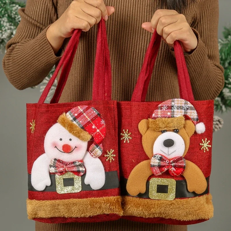 Christmas Tote Bags Snowman Fawn Gift Bags Children Gift Candy Storage Christmas Decorations 2PCS christmas gift bags