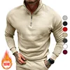 Autumn Thick Warm Knitted Sweaters Comfy Clothing Half Zip Fleece Winter Coat Solid Long Sleeve Turtleneck Shirts Pullover Men 1