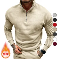 Autumn Thick Warm Knitted Sweaters Comfy Clothing Half Zip Fleece Winter Coat Solid Long Sleeve Turtleneck Shirts Pullover Men 1