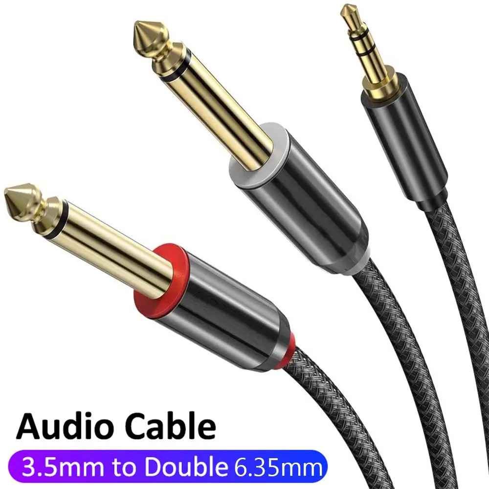 스테레오 어댑터 Aux 와이어 오디오 케이블, 수-수 Y 스플리터 코드, 3.5mm-더블 6.35mm