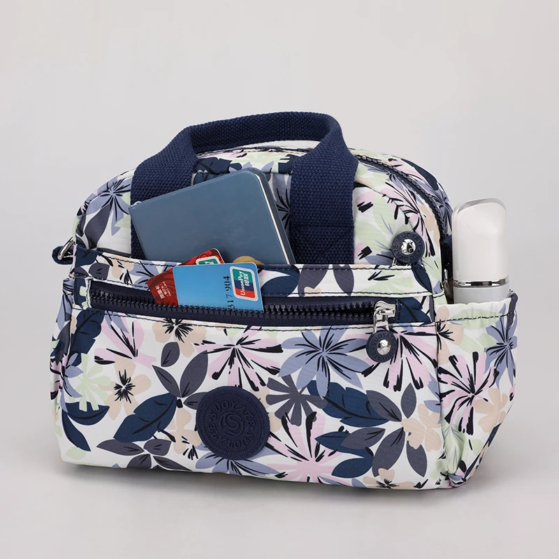 Women Handbags Fashion Floral Pattern Shoulder Bag Nylon Multi-pockets
