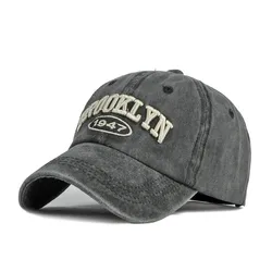 Brooklyn Cotton Embroidered Hip - Hop Baseball Cap - Adjustable (1947 - Black)