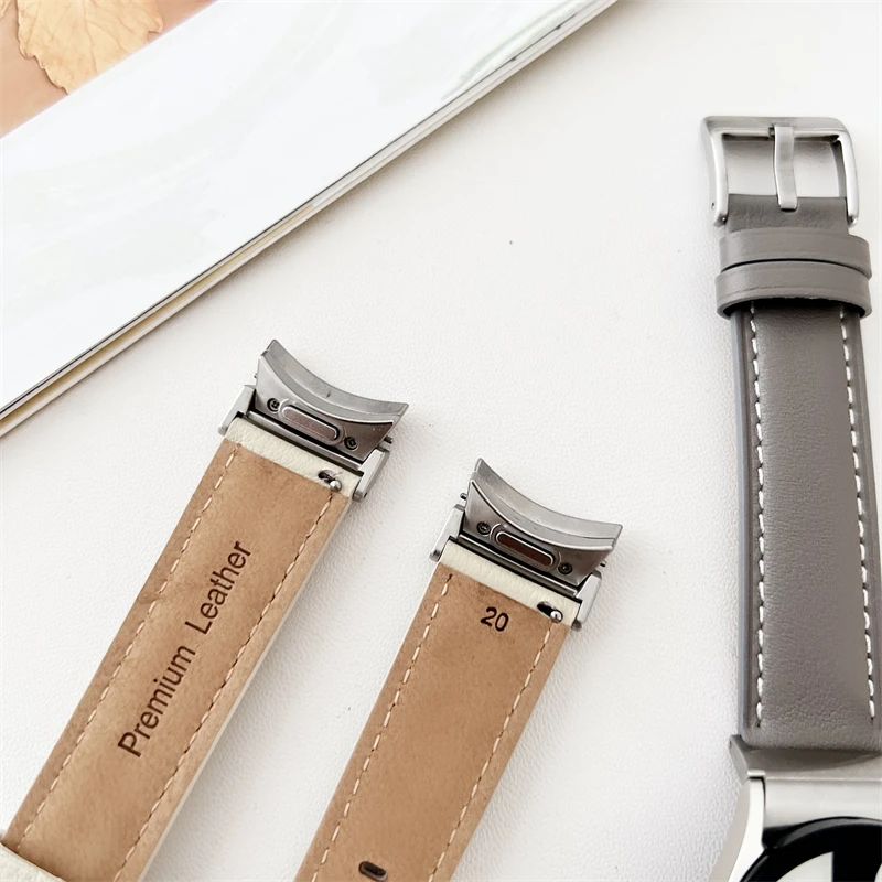 Pulseira de Couro para Relógio Samsung Galaxy Acessórios para Pulseiras Loop Único Clássico com um Clique Série 40 mm 44 mm 43 mm 47 mm